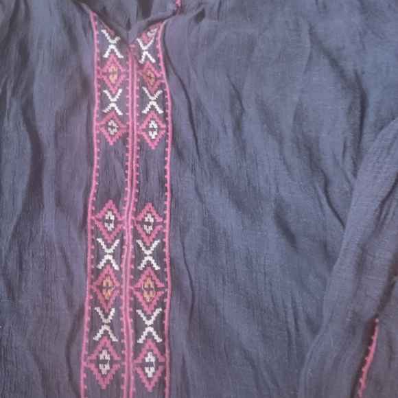 MINE TOO LADIES WOMENS 2X BOUTIQUE BOHEMIAN TOP BLOUSE SHIRT SOUTHWEST SPRING - Picture 2 of 5